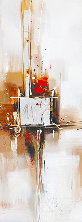PXFC244 Wall décor art oil on canvas abstract red yellow silver tones